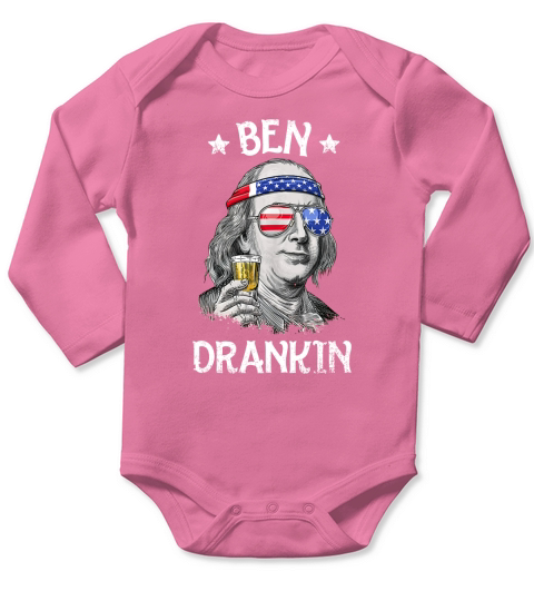 Ben Drankin Benjamin Franklin America Flag Long Sleeve Baby One-Piece