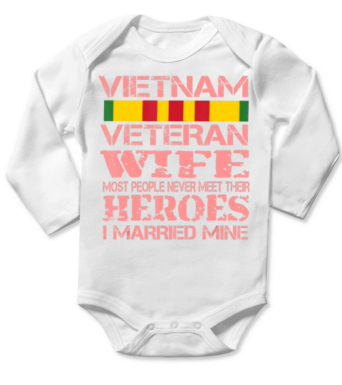 Distressed Vietnam War Veteran Wife Supporter T-Shirt Long Sleeve Baby One-Piece