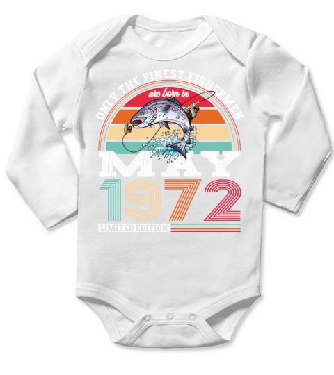 Fisherman Vintage 1972 Birthday Gift Born May 72 Long Sleeve Baby One-Piece