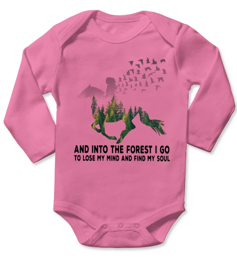 Girl riding horse and into the forest I go to lose my mind and find Long Sleeve Baby One-Piece
