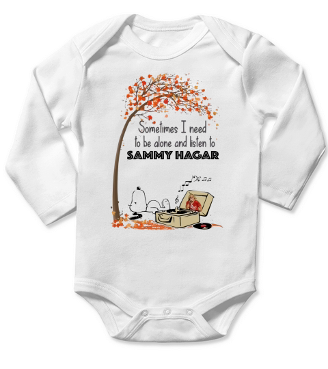Snoopy Sometime I Need Tobe Alone And Listen To Sammy Hagar Long Sleeve Baby One-Piece