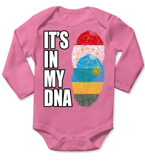 Tajikistani And Rwandan Vintage Heritage DNA Flag Long Sleeve Baby One-Piece
