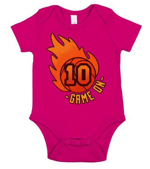 Athlete Ball Fire Game Sport Number 10 Basketball Short Sleeve Baby One-Piece