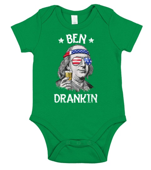 Ben Drankin Benjamin Franklin America Flag Short Sleeve Baby One-Piece