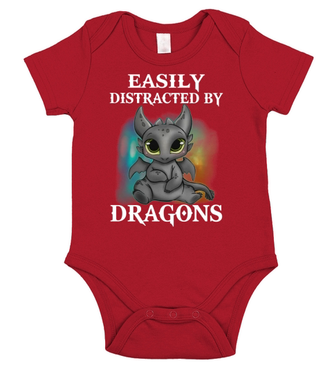 Easily Distracted by Dragons Short Sleeve Baby One-Piece