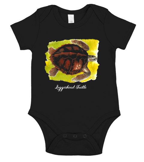 Loggerhead Turtle T-Shirt Vintage Watercolor Short Sleeve Baby One-Piece