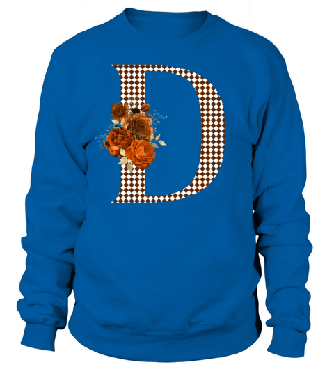 Harlequin Brown Floral Monogram Letter D Sweatshirt Unisex