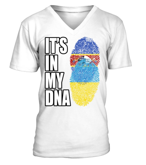 Swazi And Ukrainian Vintage Heritage DNA Flag V-Neck T-shirt