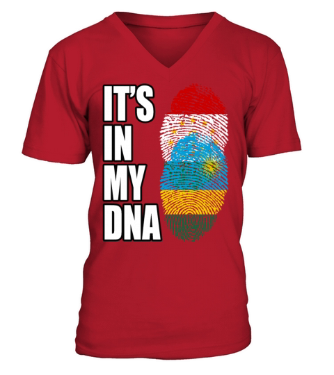Tajikistani And Rwandan Vintage Heritage DNA Flag V-Neck T-shirt