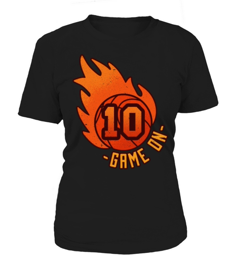 Athlete Ball Fire Game Sport Number 10 Basketball Women's T-Shirt