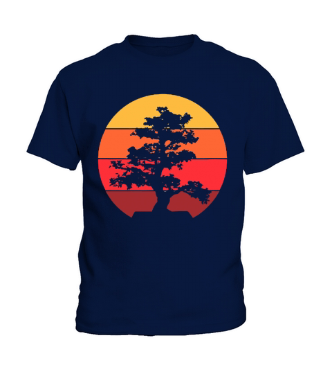 Pacific Ocean Beach Bonsai Tree Sun Retro Vintage Kids T-Shirt