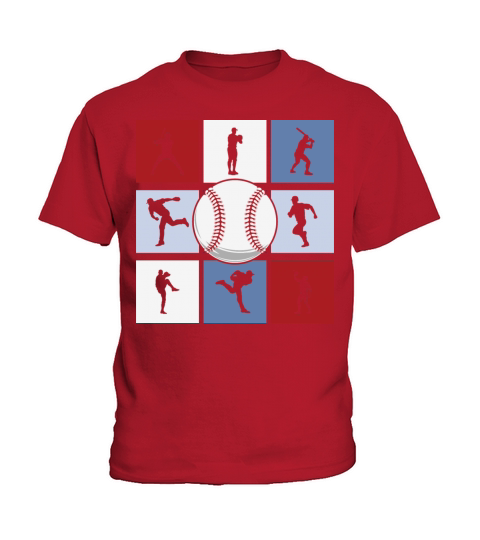 Retro Vintage Baseball Player Lover Sillhoute Kids T-Shirt