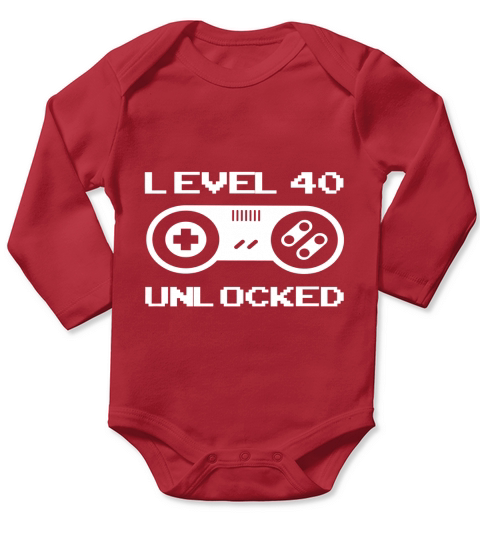 40th Birthday Shirt Gifts - Level 40 Unlocked Shirt Long Sleeve Baby One-Piece