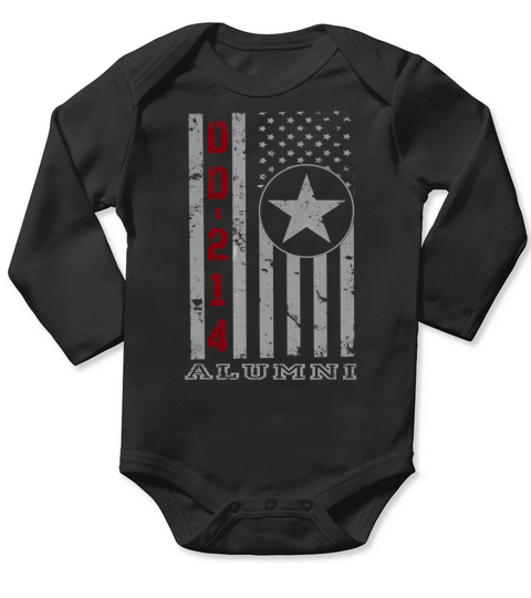 DD-214 Alumni American Flag Vintage Veteran T-Shirt Long Sleeve Baby One-Piece
