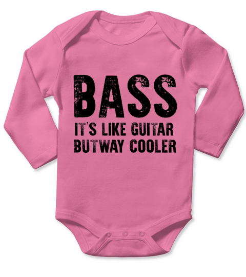 Funny Acoustic Bass Guitar Tshirt Long Sleeve Baby One-Piece