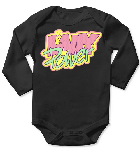 Lady Power Quote Color Stroke Long Sleeve Baby One-Piece