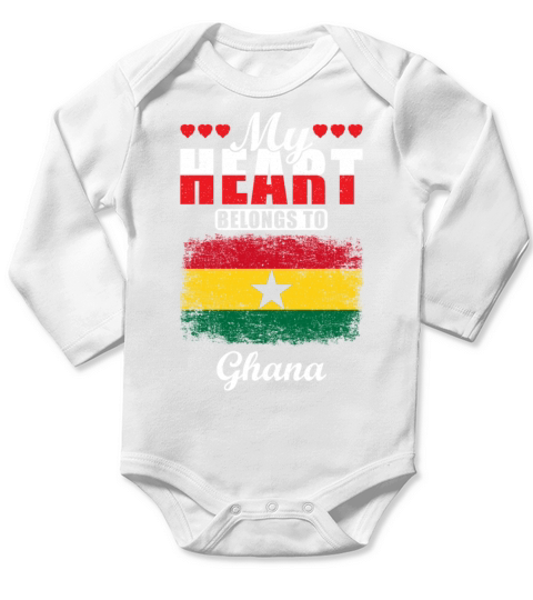 My Heart Belongs to Ghana Long Sleeve Baby One-Piece