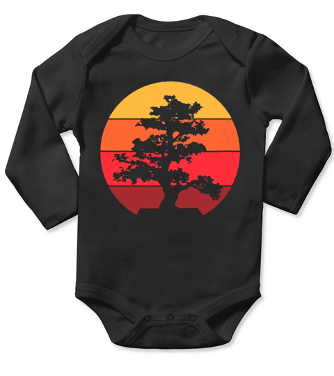 Pacific Ocean Beach Bonsai Tree Sun Retro Vintage Long Sleeve Baby One-Piece