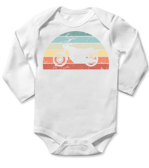 Retro Motorcycling Sunset Vintage Motorbike Long Sleeve Baby One-Piece