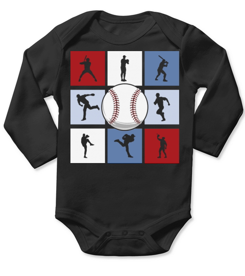 Retro Vintage Baseball Player Lover Sillhoute Long Sleeve Baby One-Piece