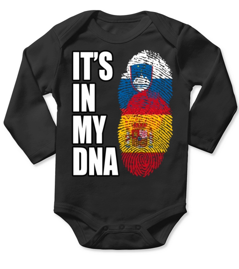 Slovenian And Spaniard Vintage Heritage DNA Flag Long Sleeve Baby One-Piece