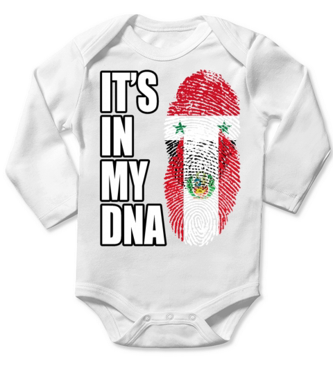 Syrian And Peruvian Vintage Heritage DNA Flag Long Sleeve Baby One-Piece