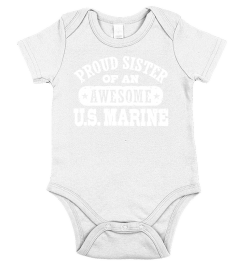 proud sister of an awesome us marine T-Shirt Short Sleeve Baby One-Piece