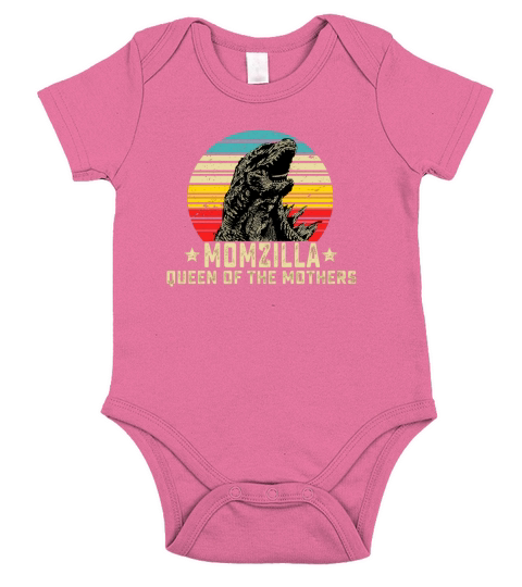 Retro Sunset Momzilla Queen Of The Mothers Gift For Mother’s Day T-Shirt Short Sleeve Baby One-Piece
