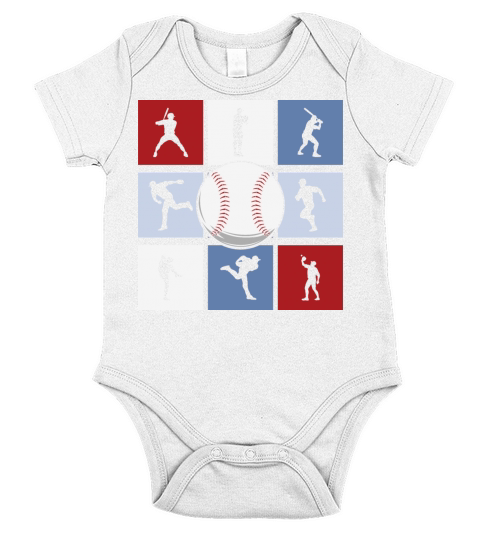 Retro Vintage Baseball Player Lover Sillhoute Short Sleeve Baby One-Piece