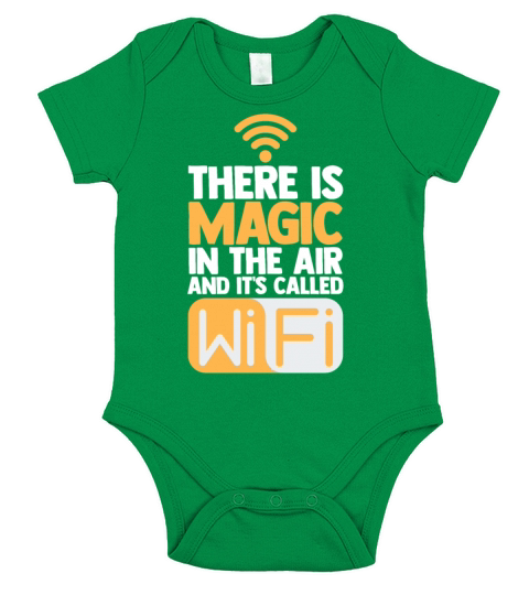 Wifi Quote Magic In The Air Computer Nerd Gamer IT Short Sleeve Baby One-Piece