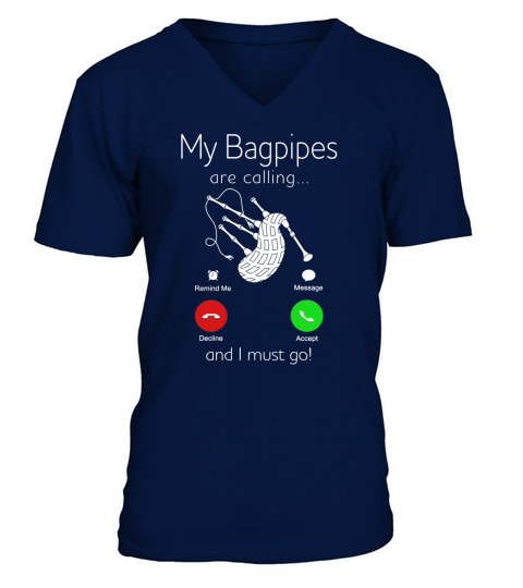 Bagpipes Bagpiper Pipe Band Cornemuses V-Neck T-shirt