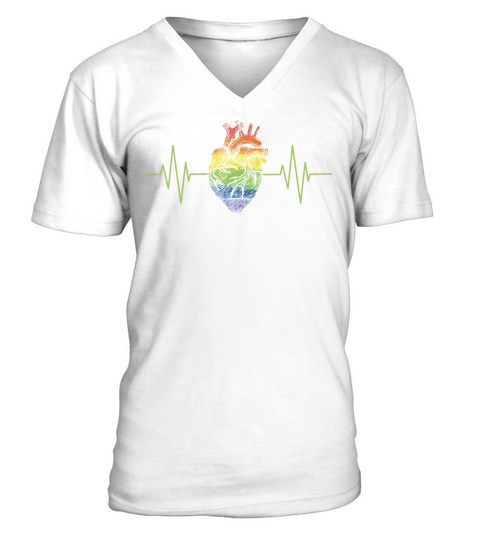 LGBT Anatomical Heart Rainbow Gay Lesbian V-Neck T-shirt