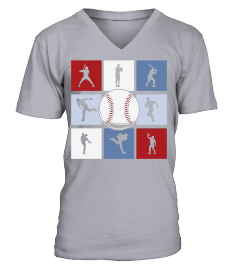 Retro Vintage Baseball Player Lover Sillhoute V-Neck T-shirt