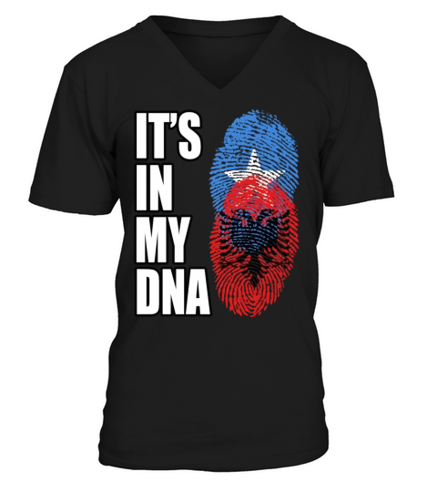 Somali And Albanian Vintage Heritage DNA Flag V-Neck T-shirt