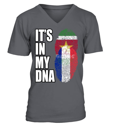 Surinamese And French Vintage Heritage DNA Flag V-Neck T-shirt