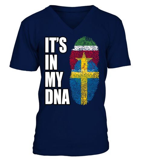 Surinamese And Swedish Vintage Heritage DNA Flag V-Neck T-shirt