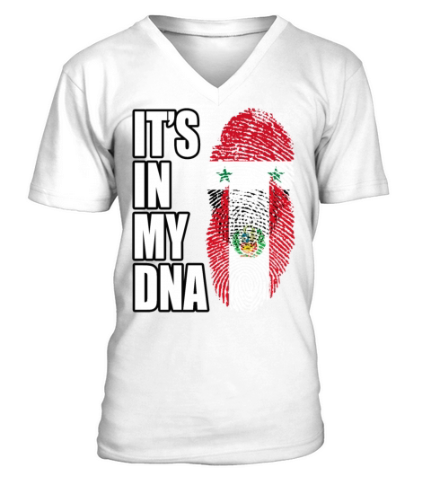 Syrian And Peruvian Vintage Heritage DNA Flag V-Neck T-shirt