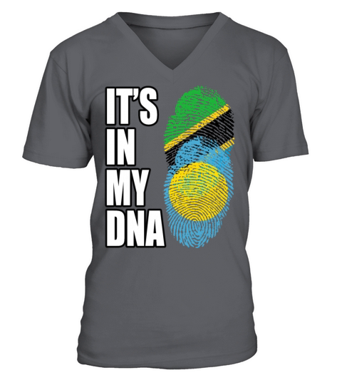 Tanzanian And Palauan Vintage Heritage DNA Flag V-Neck T-shirt
