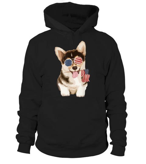Pembroke Welsh Corgi Dog American Flag Sunglasses shirt Hoodie Unisex