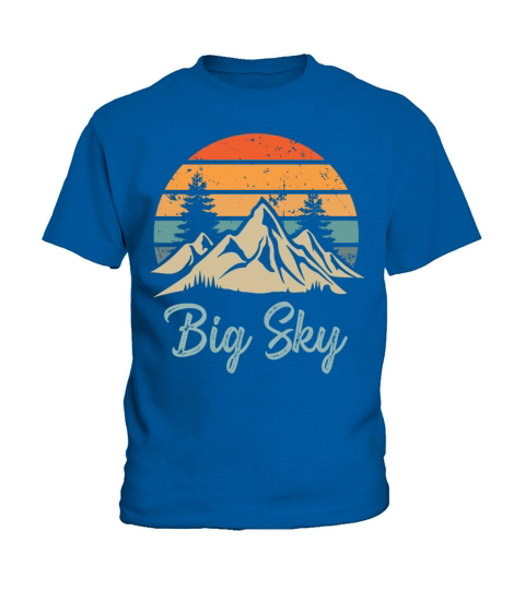 Big Sky Montana Retro Vintage Mountain Sunset Outd Kids T-Shirt