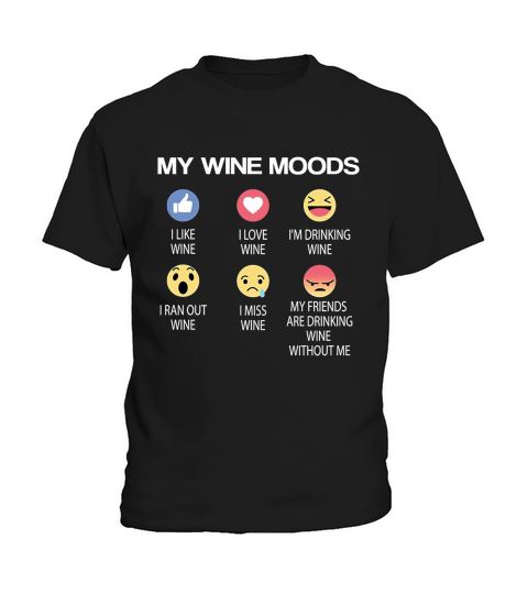 My Wine Moods Emo Funny Emotion Sticker T-Shirt Kids T-Shirt