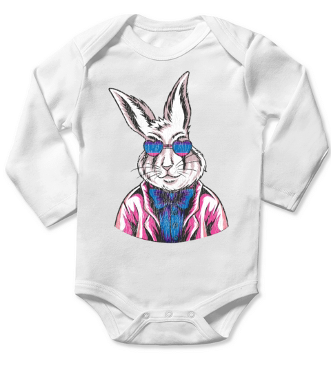 Bisexual Bi Pride Flag Rabbit Long Sleeve Baby One-Piece