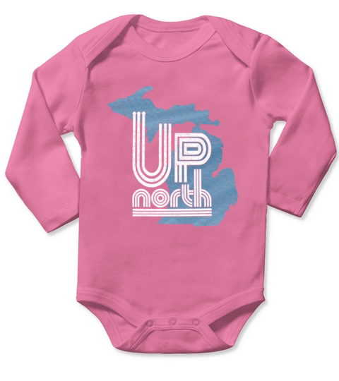 Distressed Michigan Up North Throwback TShirts Long Sleeve Baby One-Piece