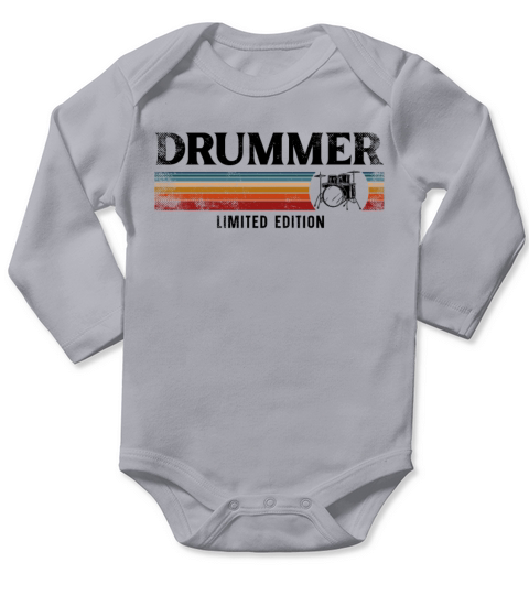Drummer Drum Set Vintage Retro Long Sleeve Baby One-Piece