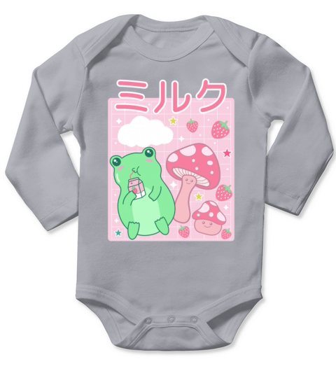 Kawaii Frog Japanese Cottagecore Mushroom Long Sleeve Baby One-Piece