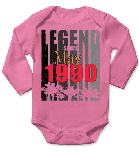 May 1990 Vintage Birthday gift Long Sleeve Baby One-Piece