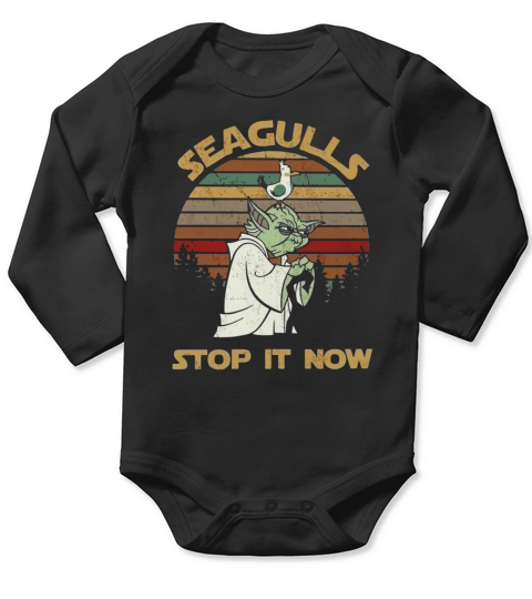 Sunset Retro-Stil Möwen stoppen es jetzt Long Sleeve Baby One-Piece