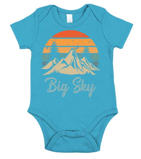 Big Sky Montana Retro Vintage Mountain Sunset Outd Short Sleeve Baby One-Piece