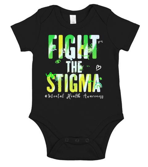 Fight The Stigma Mental Health Awareness Green Short Sleeve Baby One-Piece