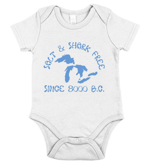 Michigan Salt and Shark Free Great Lakes T shirt Short Sleeve Baby One-Piece